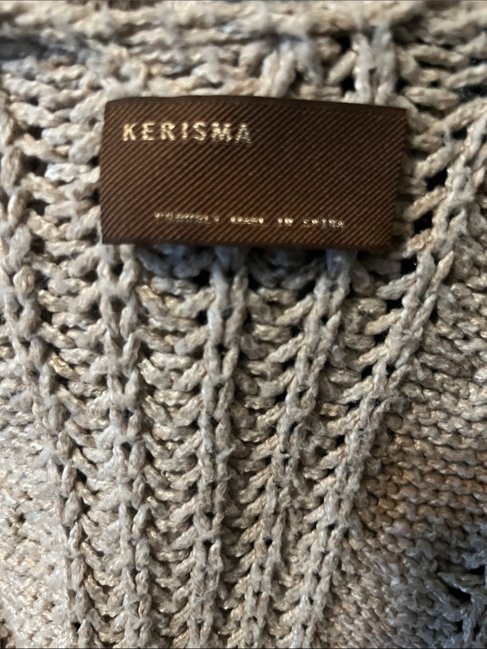 Kerisma Two-Tone Open-Front Chunky Cardigan in Gray and Cream - Picture 3 of 4